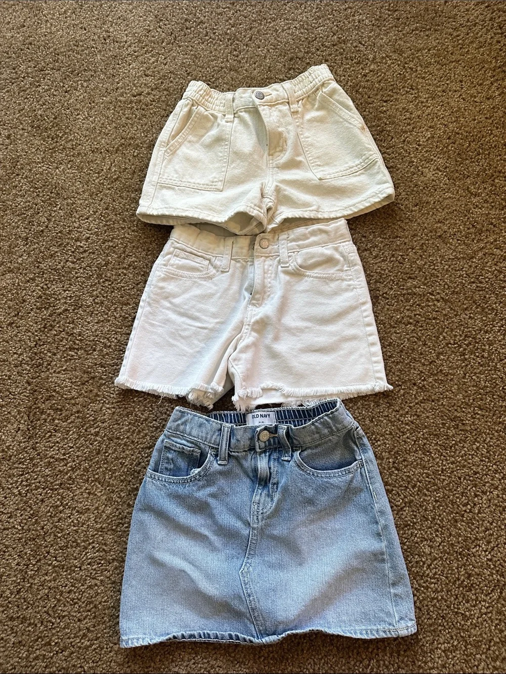 Old Navy White Shorts and Light Wash Denim Skirt Bundle